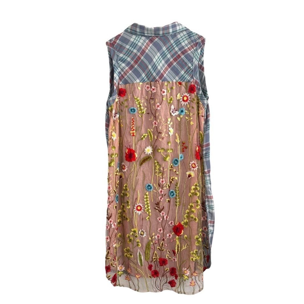 ARATTA SILENT JOURNEY ROMANTIC WESTERN PLAID FLORAL LACE TUNIC DRESS SZ S - Picture 5 of 11